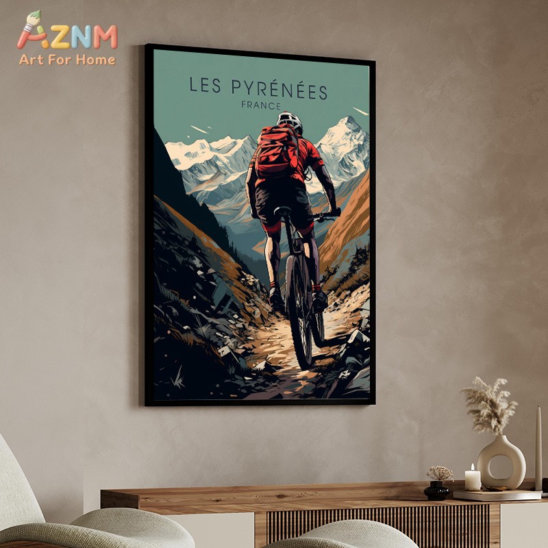 AZNM 빈티지 프랑스 산악 자전거 캔버스 벽 예술 알 - Mountain Biking France 리뷰 및 가격